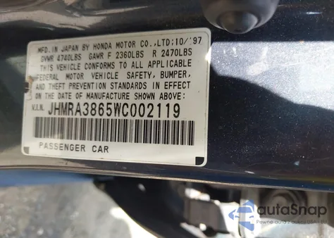 1998 Honda Odyssey Ex/Lx z USA, uszkodzony, nr VIN JHMRA3865WC002119